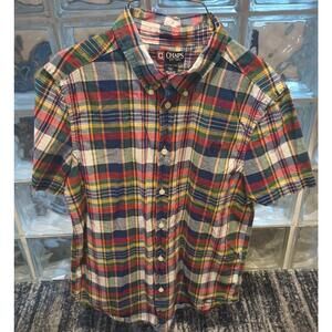 Chaps easy care button up Size Youth XL RN#41381 100% cotton Colorful Style